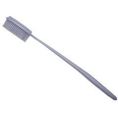 Front view of the DNC back scrubber showing soft bristles and long handle