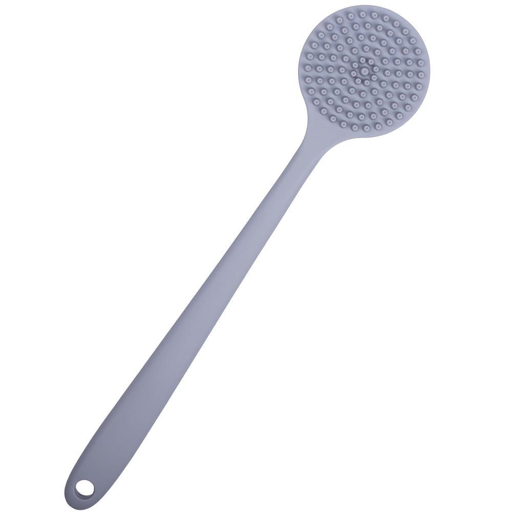 Soft bristles and massage nodes on the DNC back scrubber in action