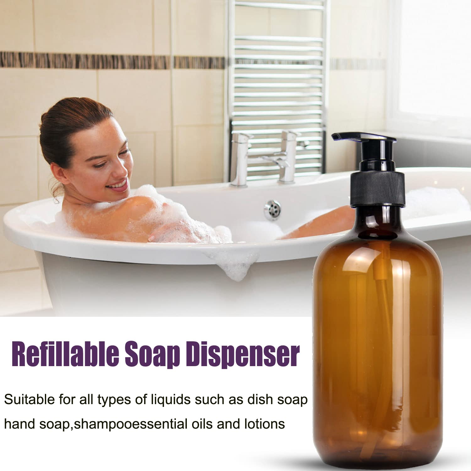 DNSEN amber pump bottle with locking lid, kid-safe handling.