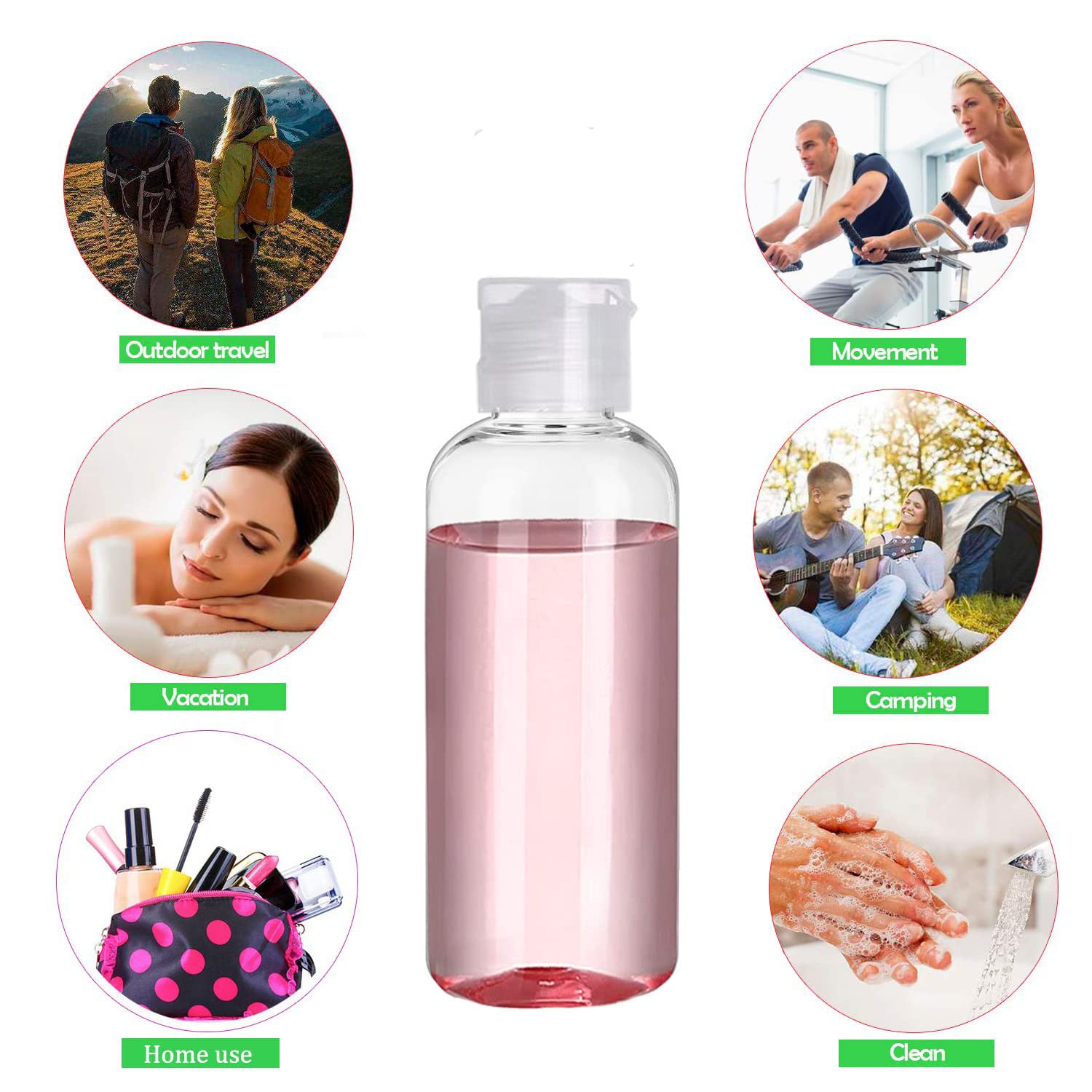 DNSEN versatile bottles store shampoo, conditioner, sunscreen, and other toiletries.
