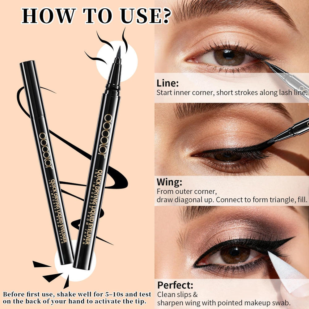 docolor cat-eye look achieved with quick-dry pigment liner
