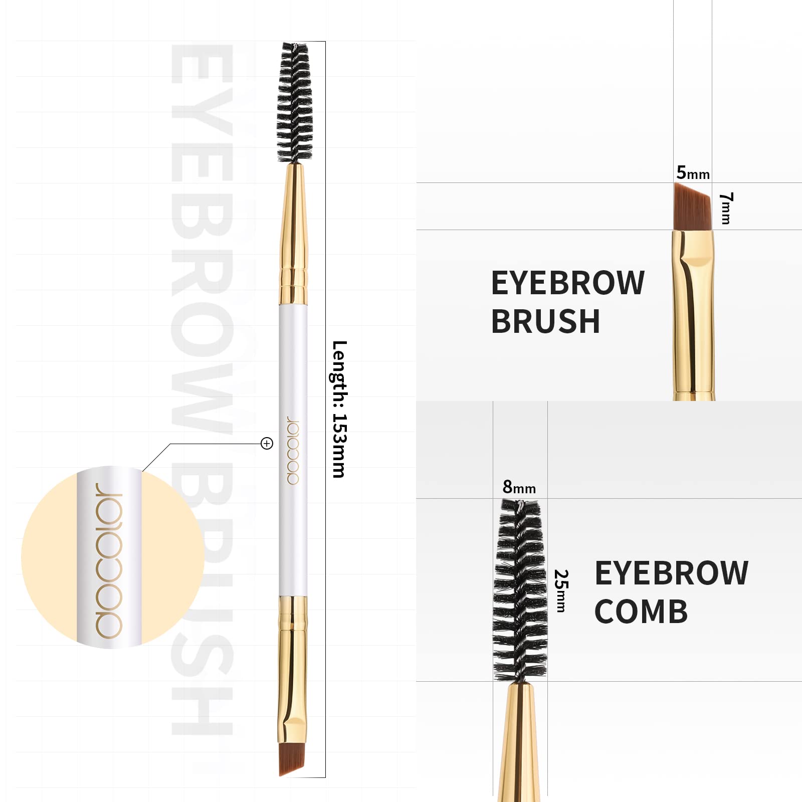 Docolor eyebrow brush duo easy-clean design for quick maintenance.