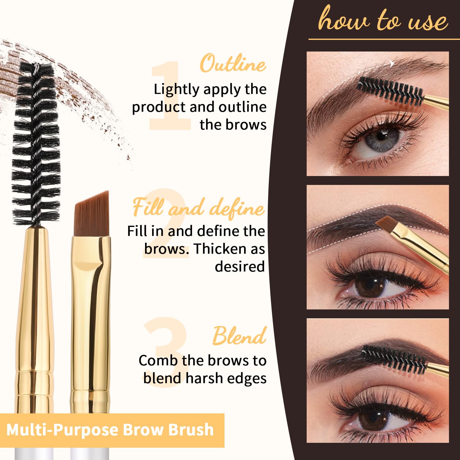 Docolor eyebrow brush duo soft-fiber spoolie prepares natural-looking brows with ease.