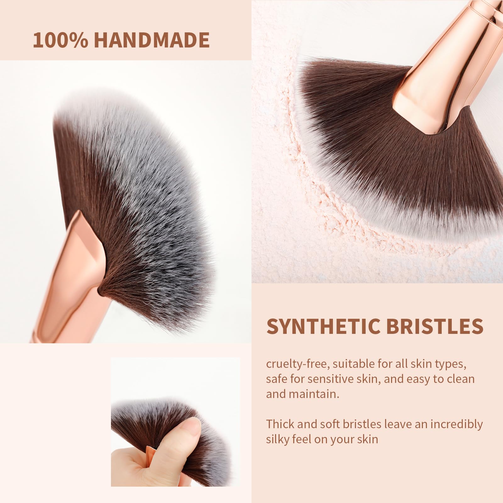 Docolor fan brush aluminum ferrule ensures sturdy construction.