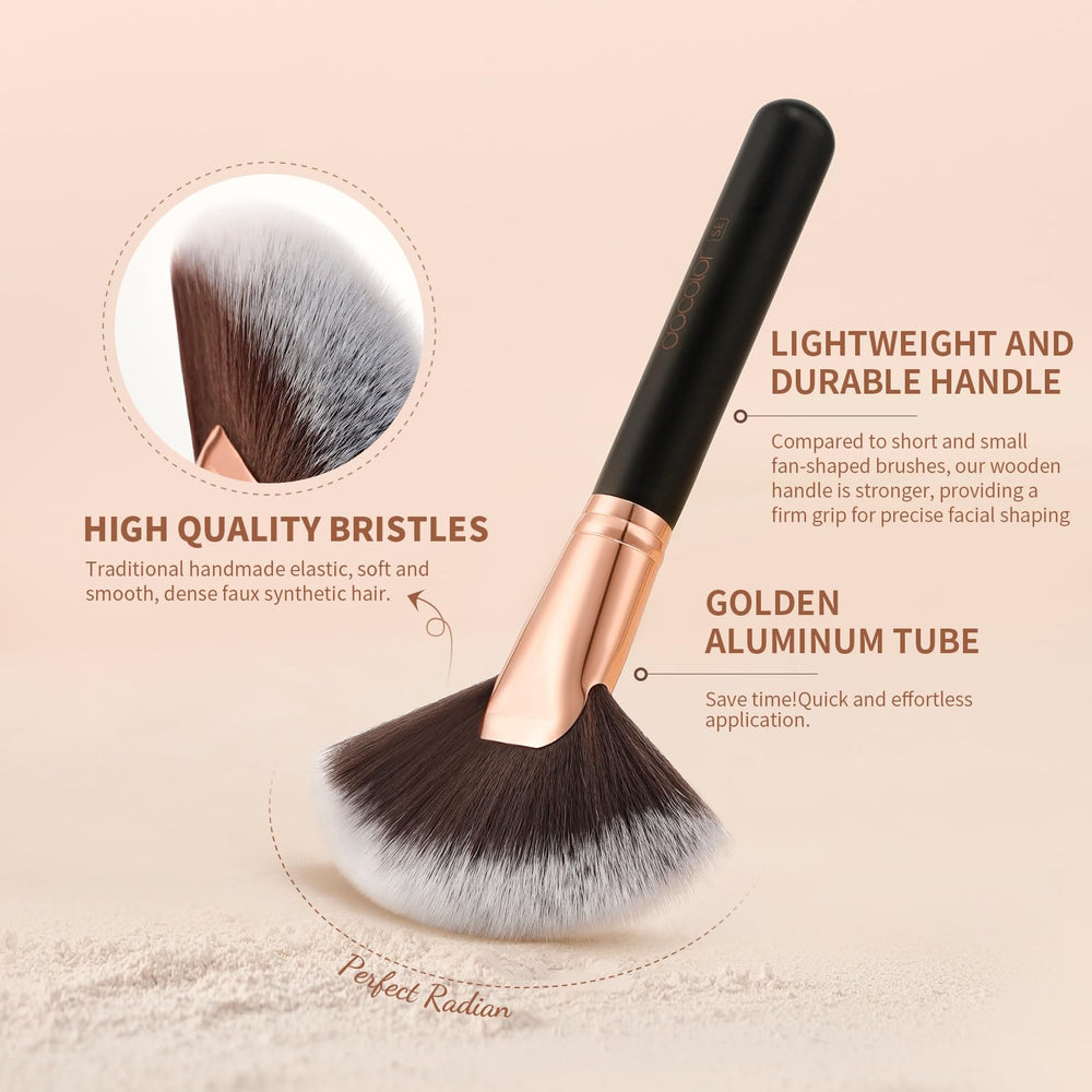 Docolor fan brush on the facial highlight for a natural glow.