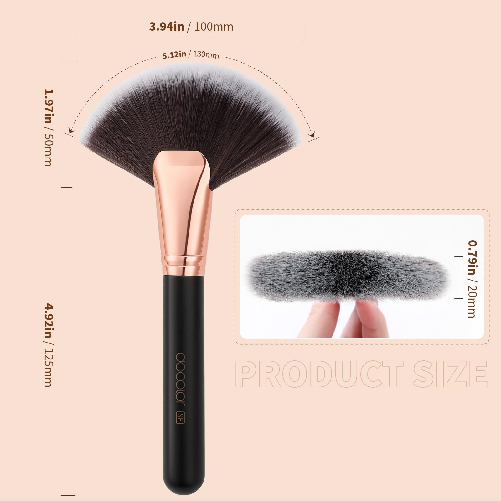 Docolor fan brush used for spray tan powder application.