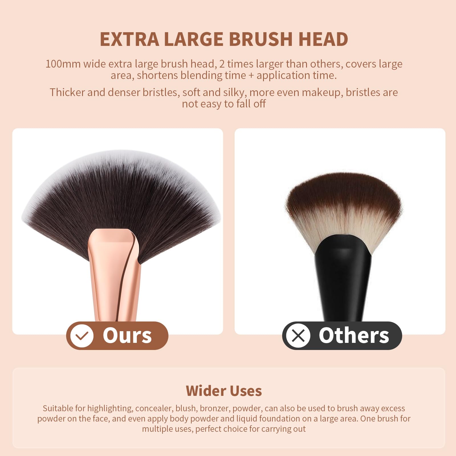 Docolor fan brush wooden handle built for durability.