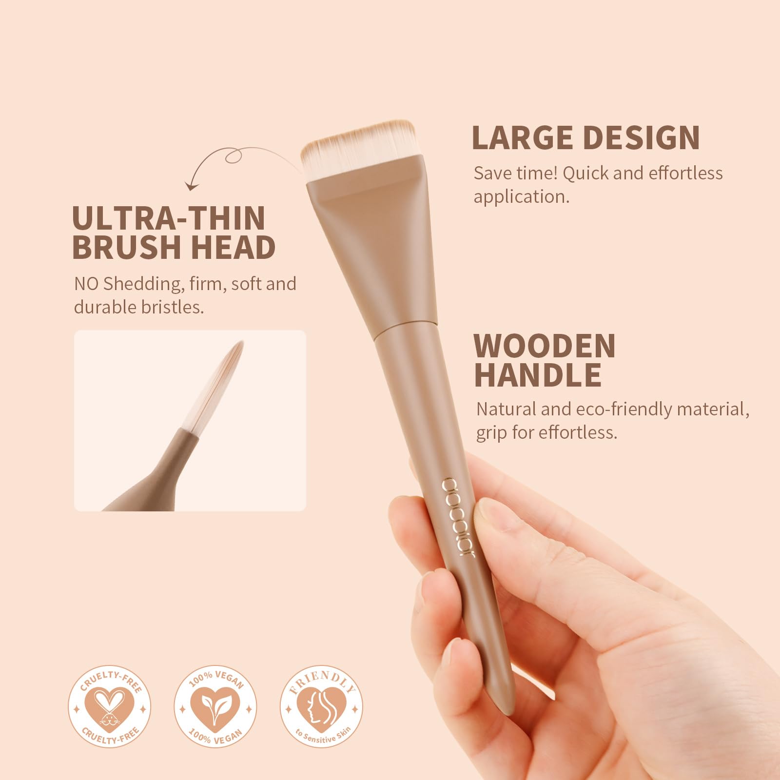 Docolor flat-head design foundation brush for quick, broad application.