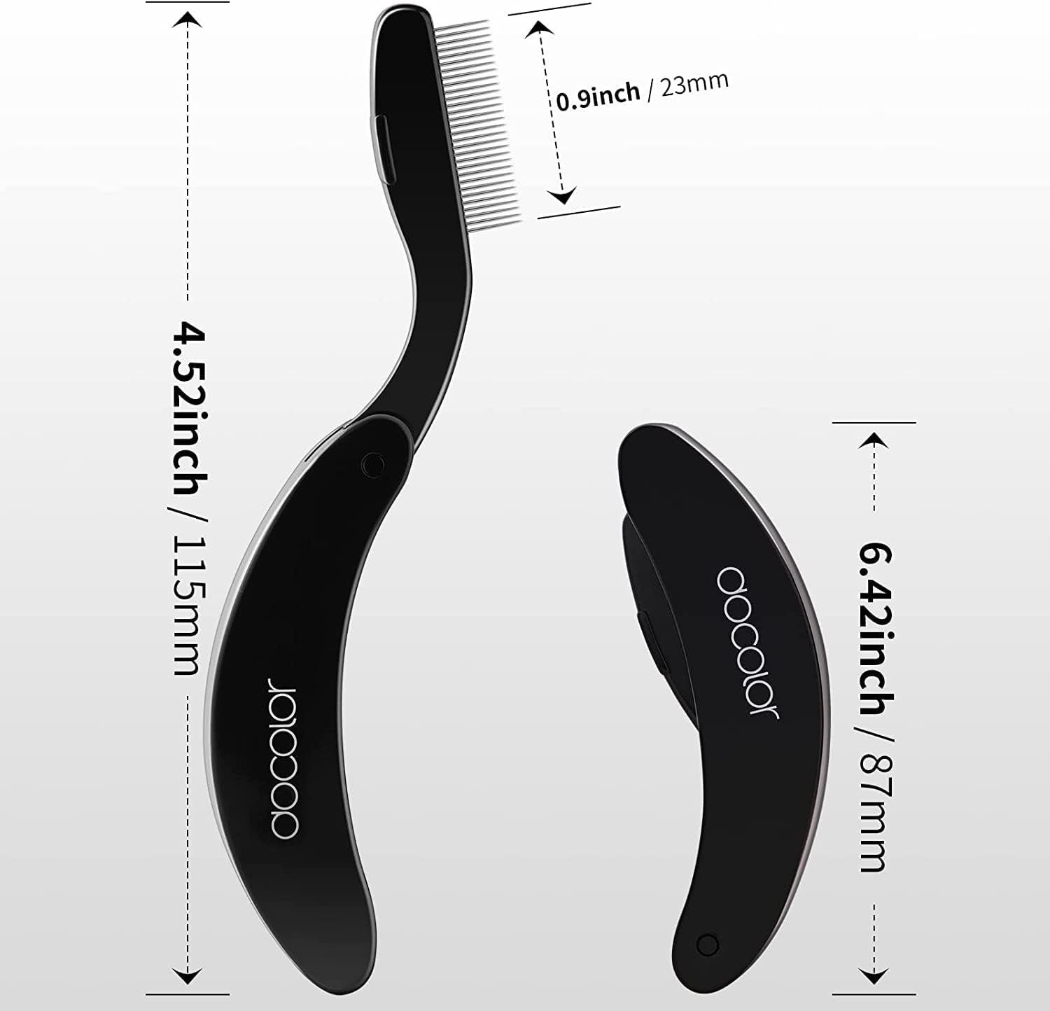 Docolor foldable lash separator fits pocket for quick touch-ups on the go.