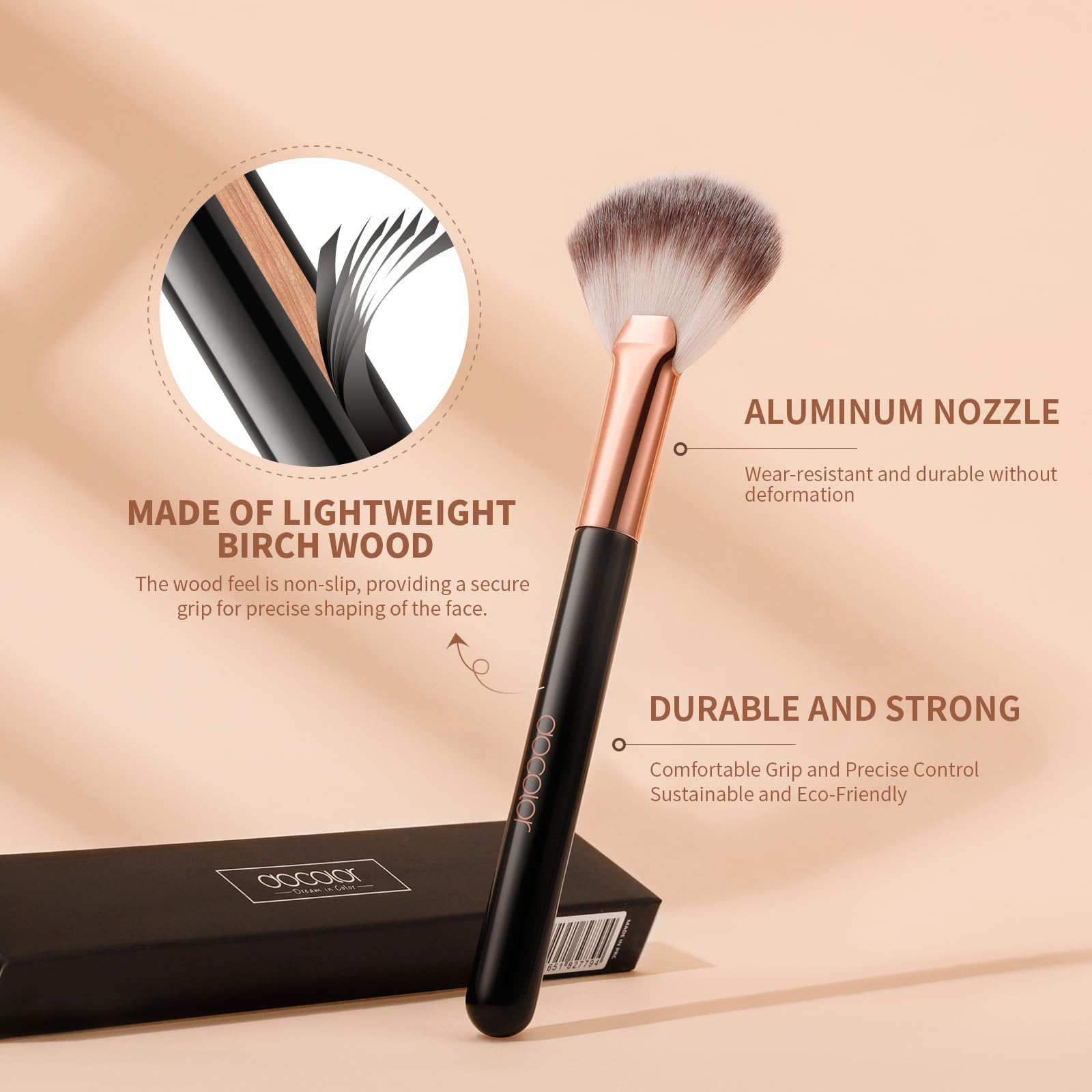 docolor highlighter fan brush on cheekbone for precise highlight