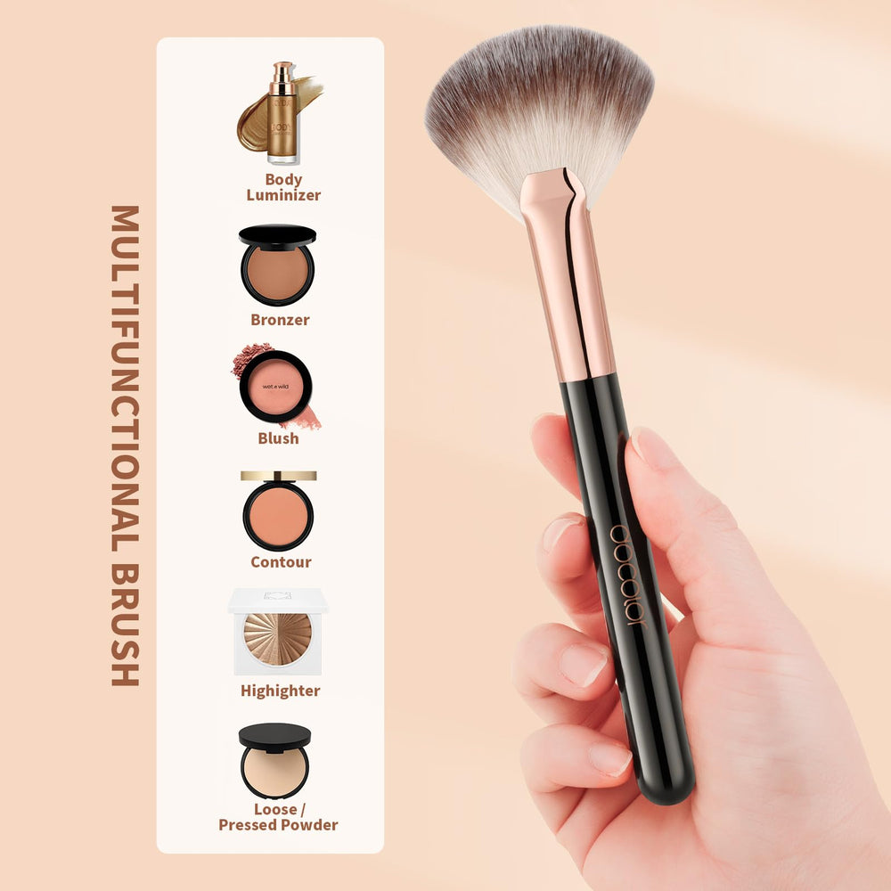 docolor highlighter fan brush creates soft, natural finish