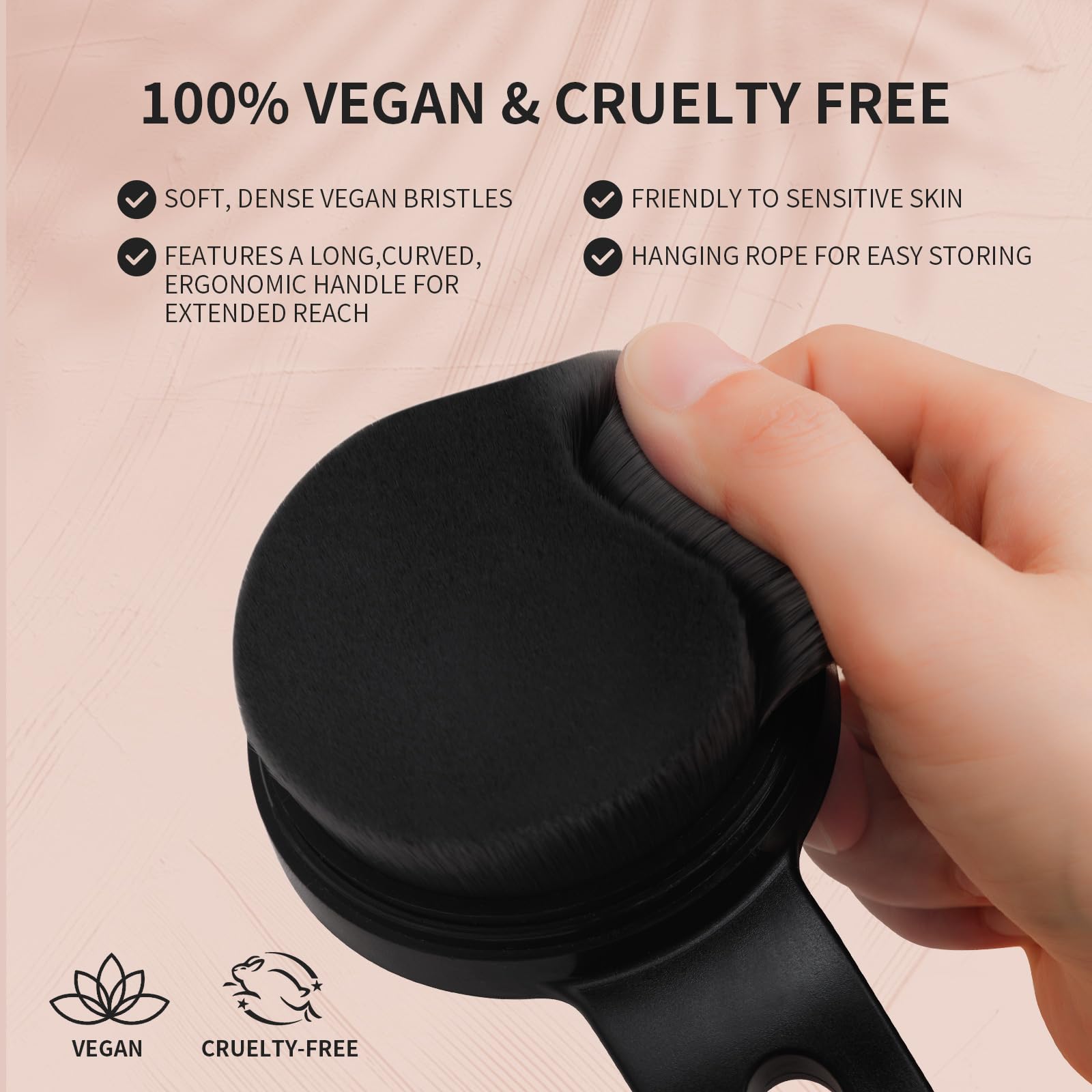 docolor Large body brush delivers even coverage across shoulders and back.