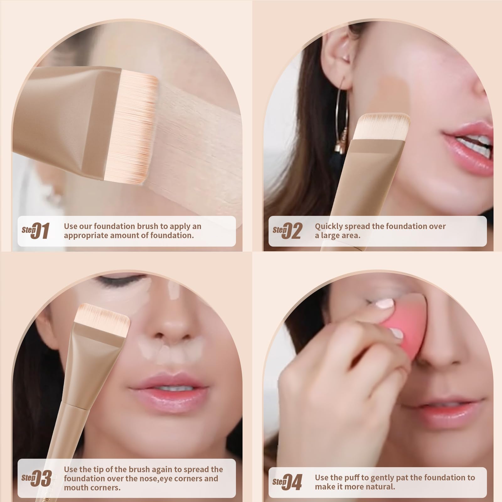 Docolor liquid foundation use brush for seamless application with concealer.