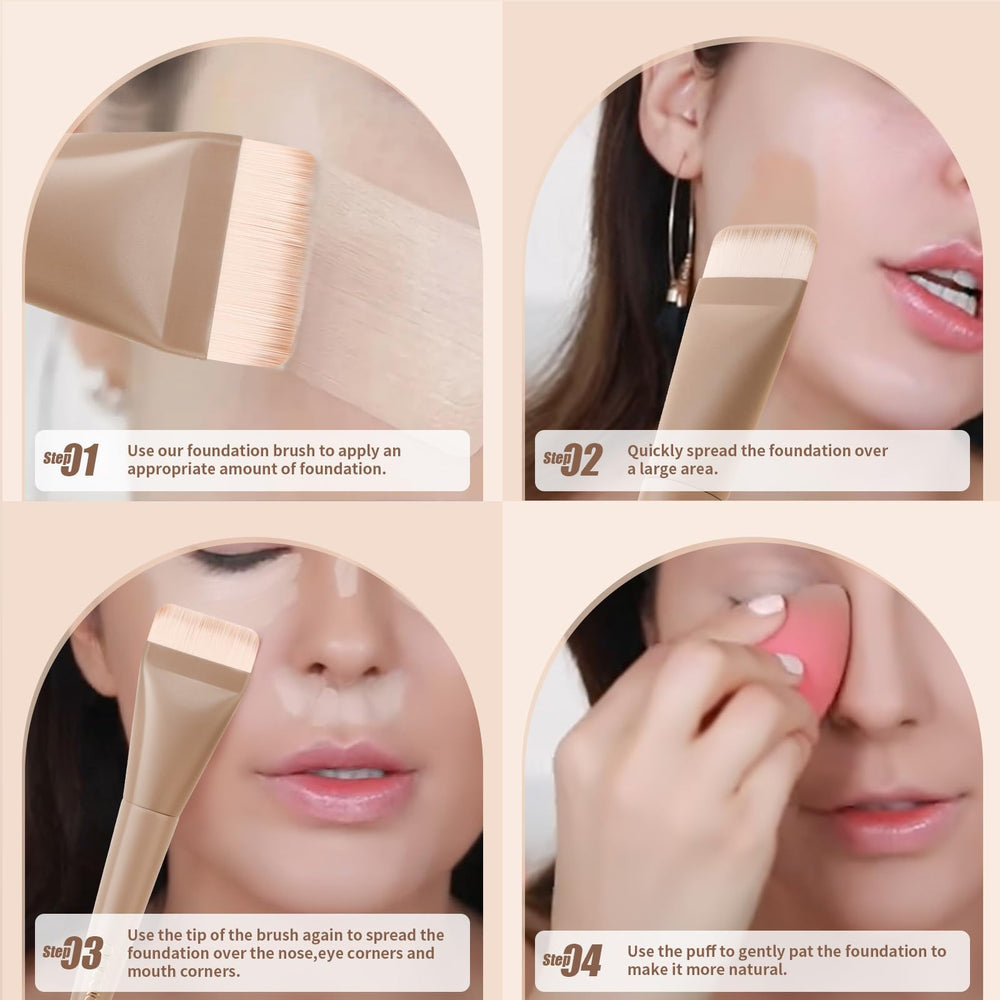 Docolor liquid foundation use brush for seamless application with concealer.