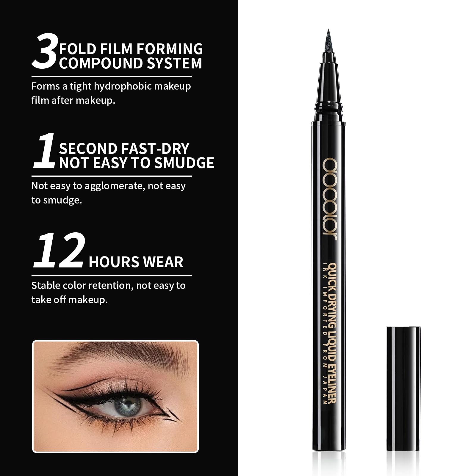 docolor long-wear eyeliner provides up to 12 hours of bold color