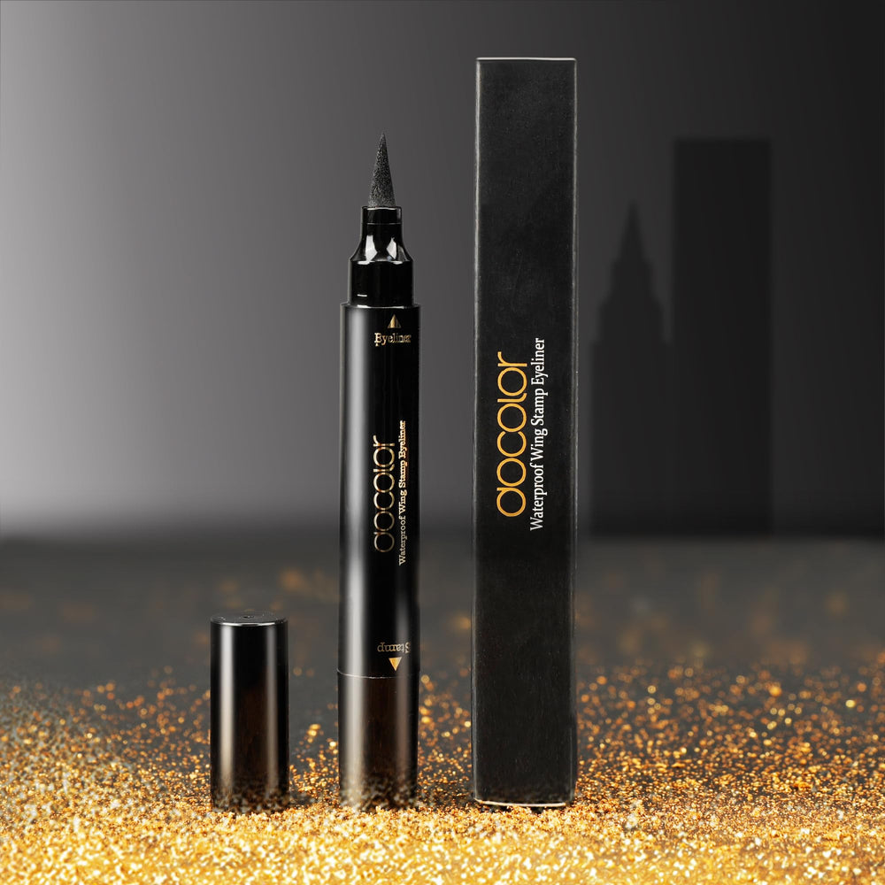 Docolor pen shown in a makeup bag for on-the-go looks