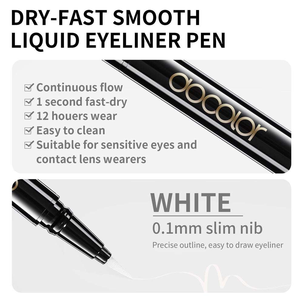 Close-up of the precision tip delivering delicate to bold strokes in white.