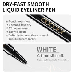 Close-up of the precision tip delivering delicate to bold strokes in white.