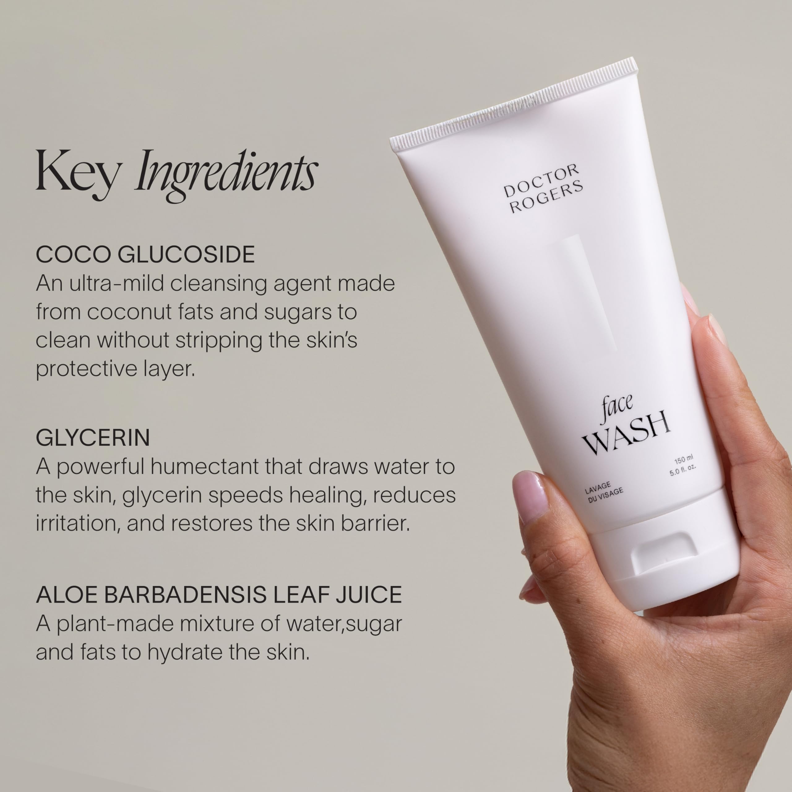 Creamy lather from Doctor Rogers Face Wash on skin.