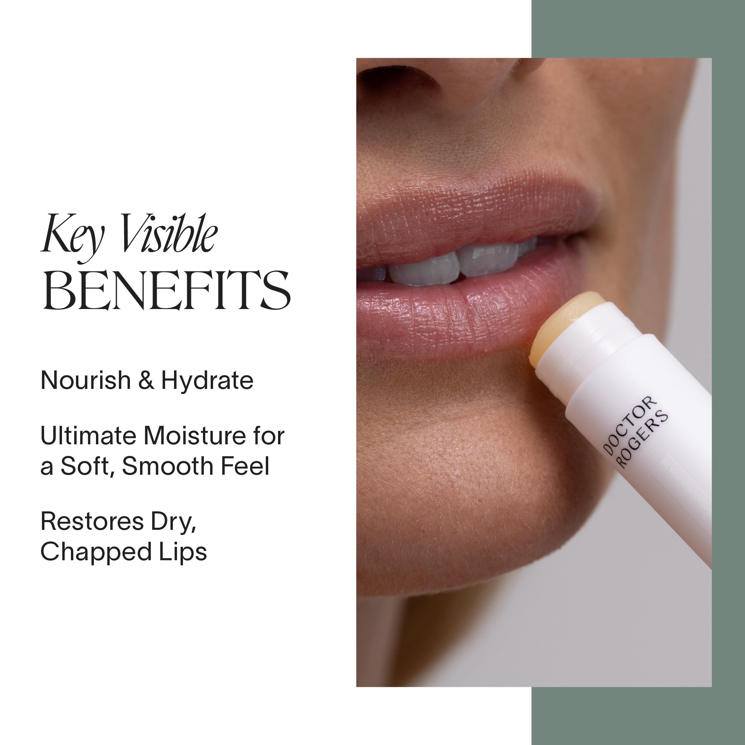 Doctor Rogers Lip Balm softening formula being applied to lips