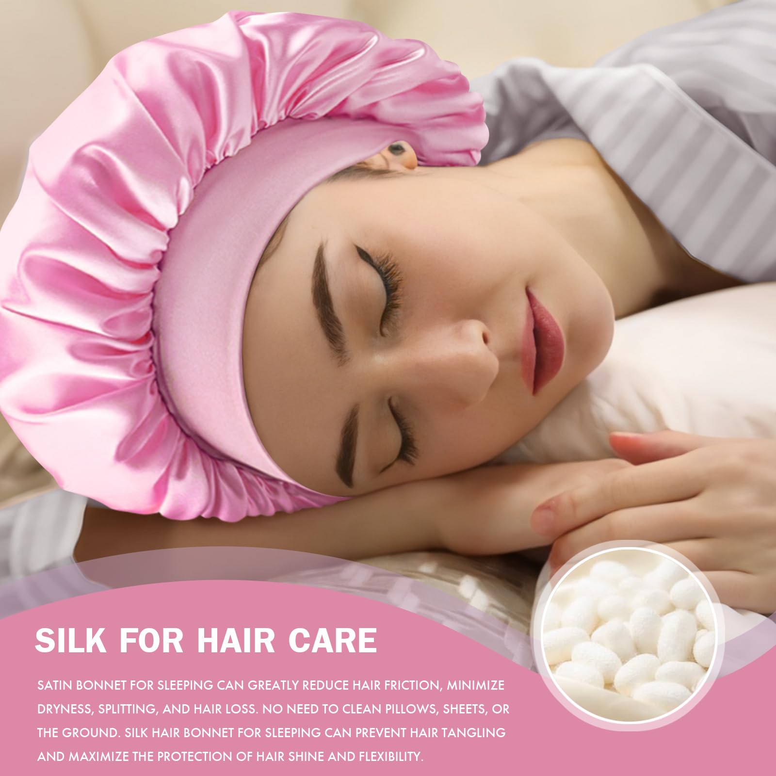 Doitory bonete para cabello rizado, talla única, se adapta a diversas longitudes sin deslizarse.