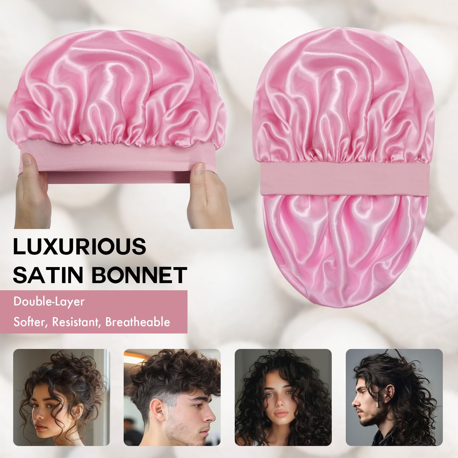 Doitory bonete satén doble capa, interior y exterior, mantiene la hidratación sin manchar la almohada.