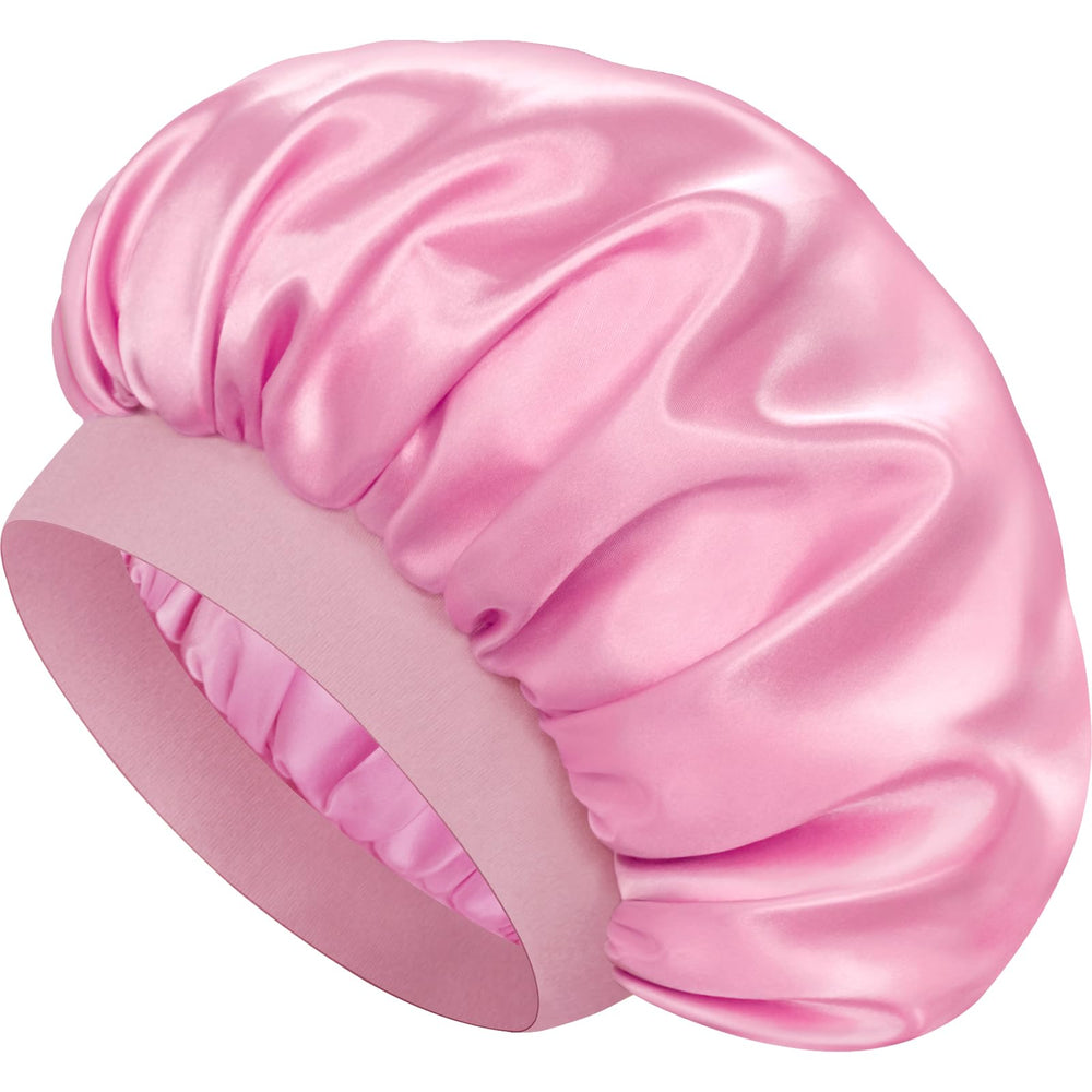 Doitory bonete satén para dormir en rosa, reduce fricción y protege el cabello durante la noche.