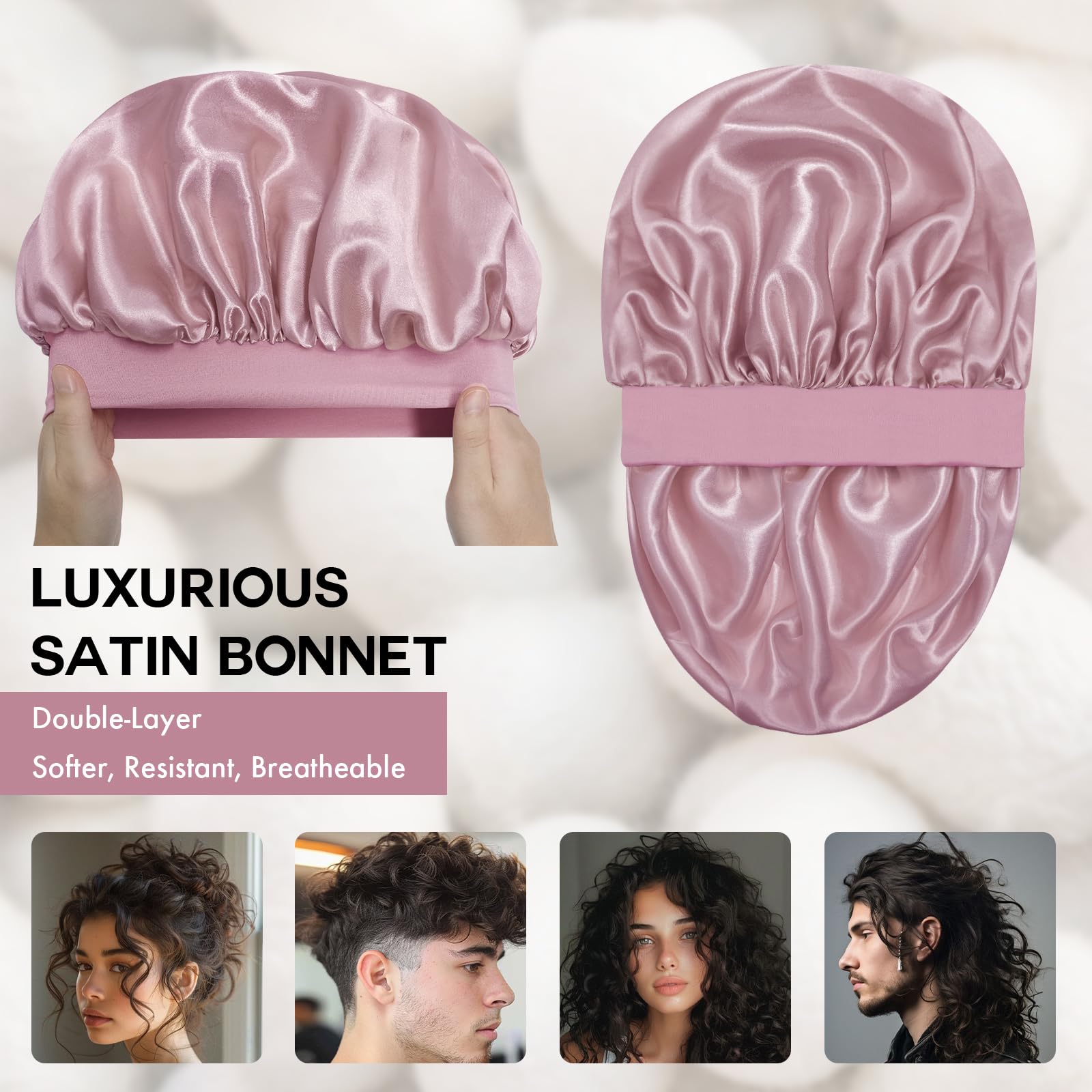 Doitory double-layer satin bonnet with color options