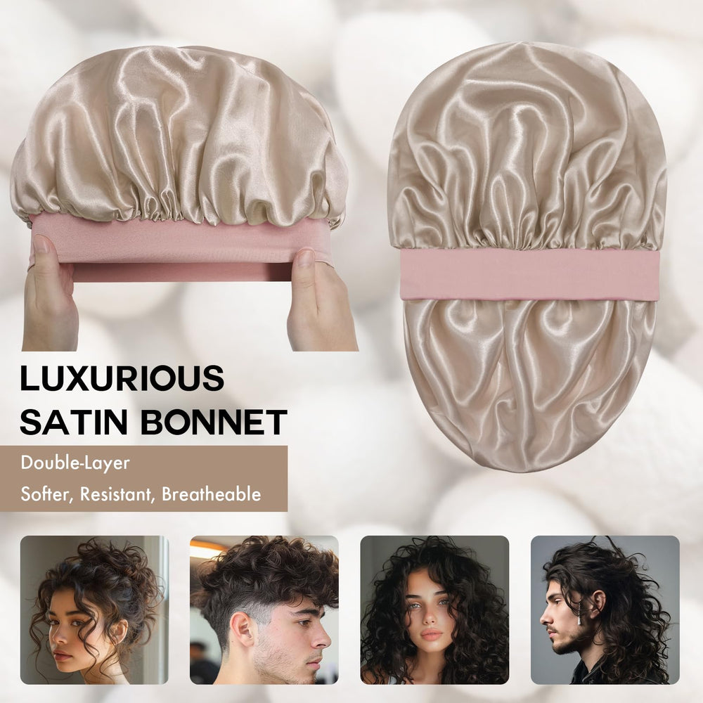 Doitory double-layer satin bonnet with inner and outer layers for durability.