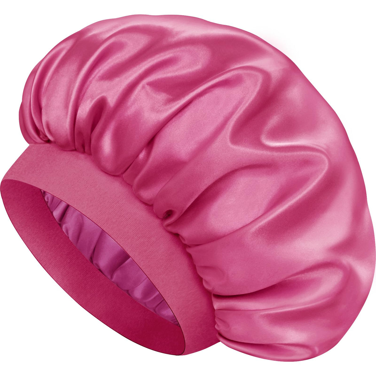 Doitory bonete de satén para dormir con doble capa rosa protege el cabello