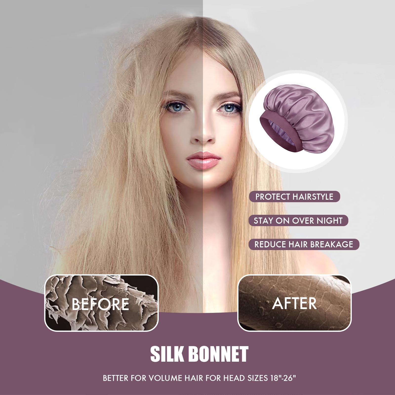 Doitory satin silk bonnet supports curly hair, natural textures, and braids.