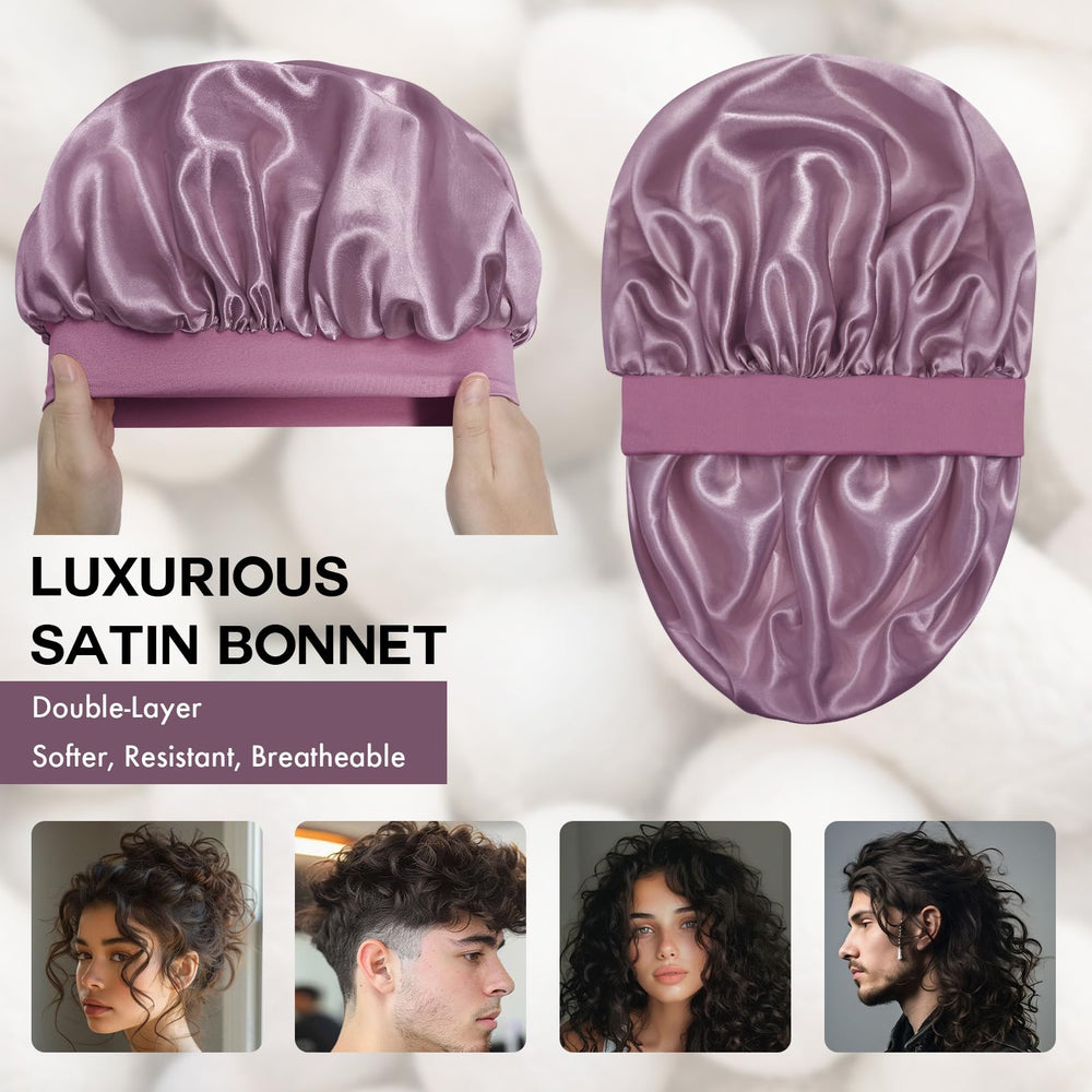 Doitory satin silk bonnet inner layer locks in oils and hydration for hair.