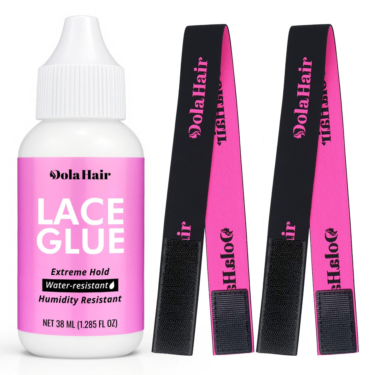 Dolahair lace glue packaging showing durable hold for wigs.