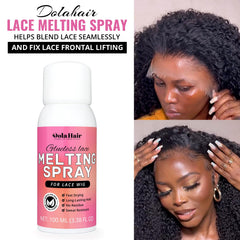 Dolahair lace melting spray bottle demonstrating seamless lace blending.
