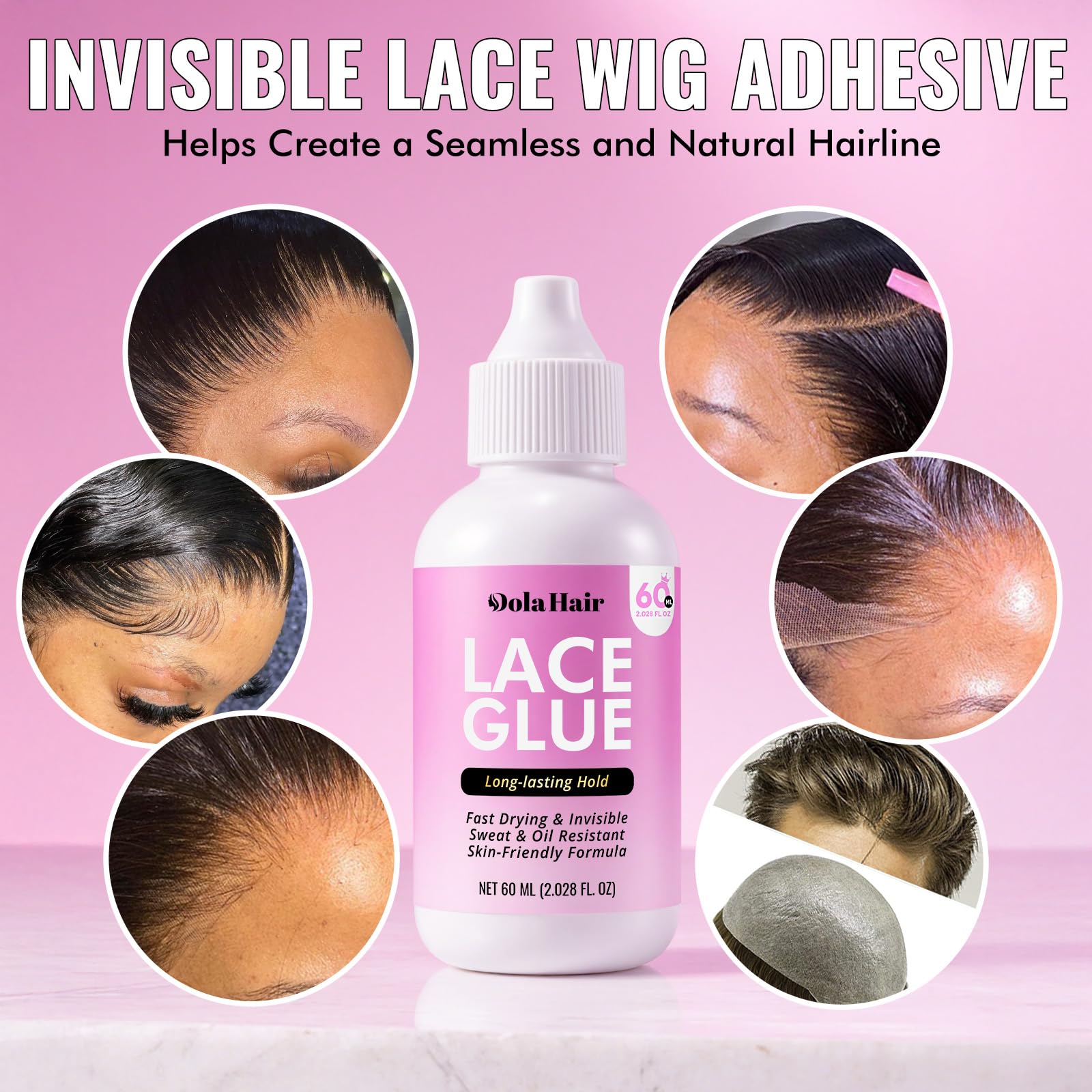Dolahair lace wig glue on lace front for natural-looking blend