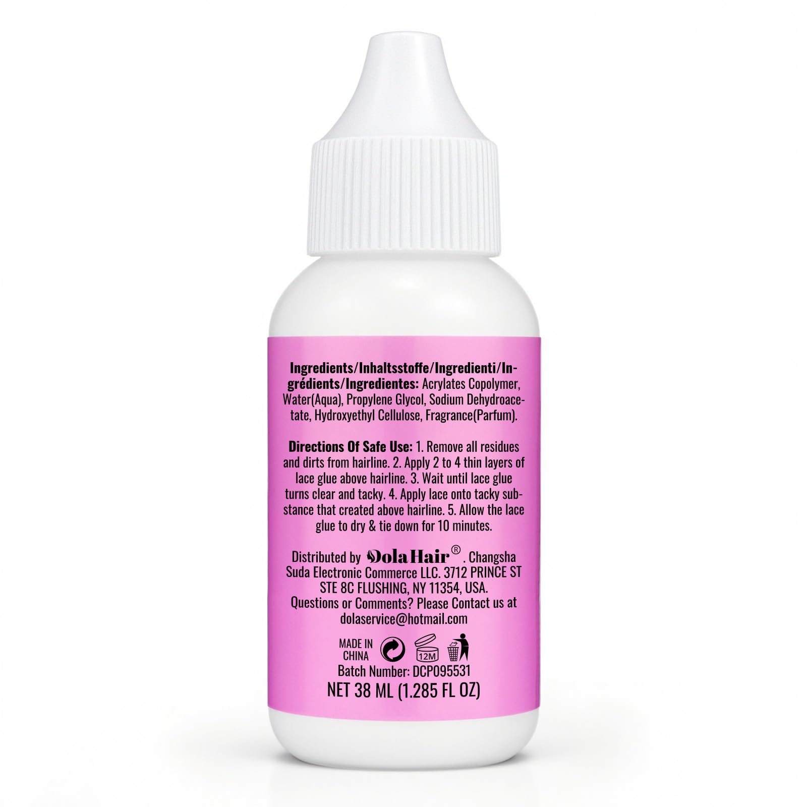 Dolahair patch test warning illustration for safe use.