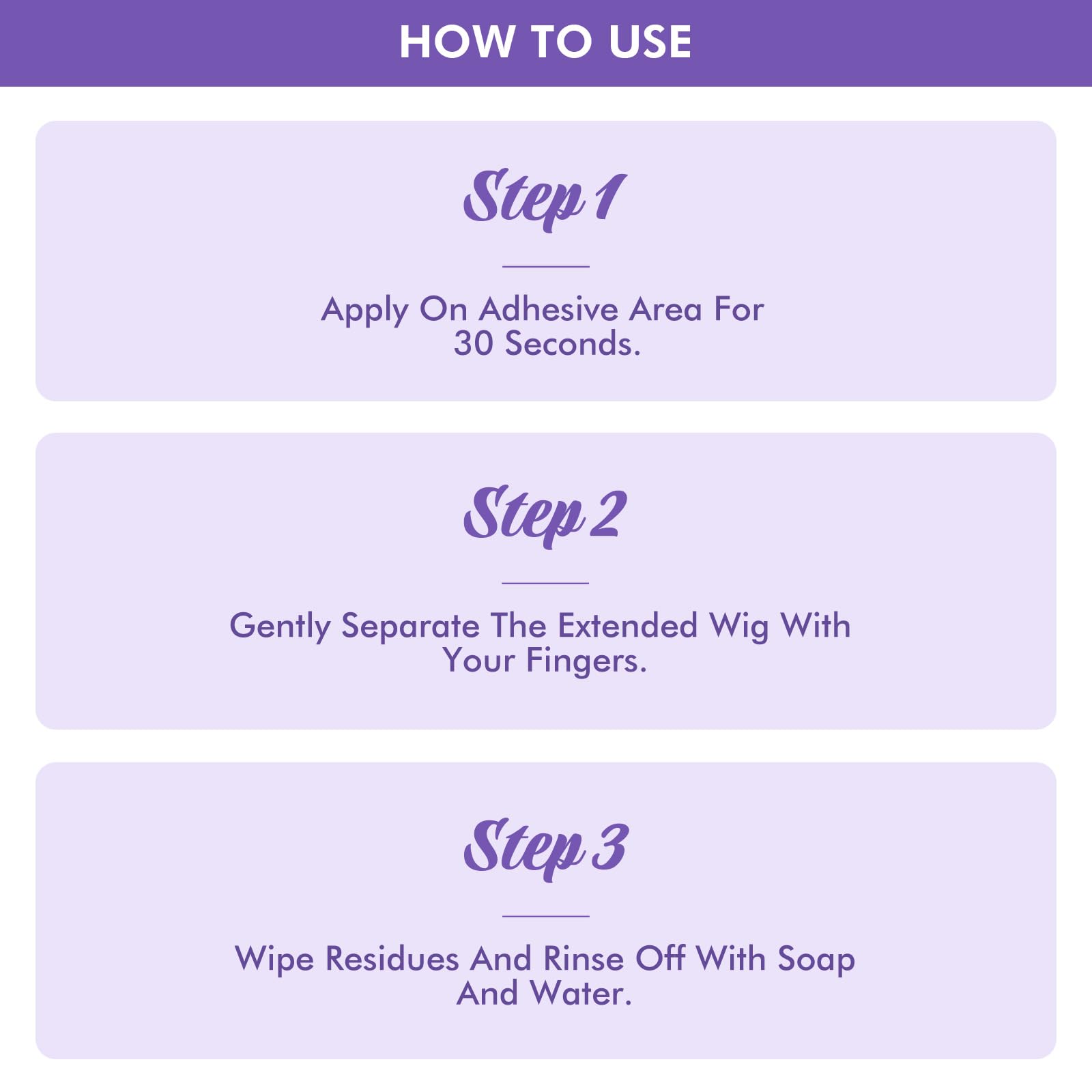 Dolahair water-based adhesive drying clear on skin during application.