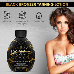 Dolce Black tattoo color fade protection highlights vibrant ink while tanning.