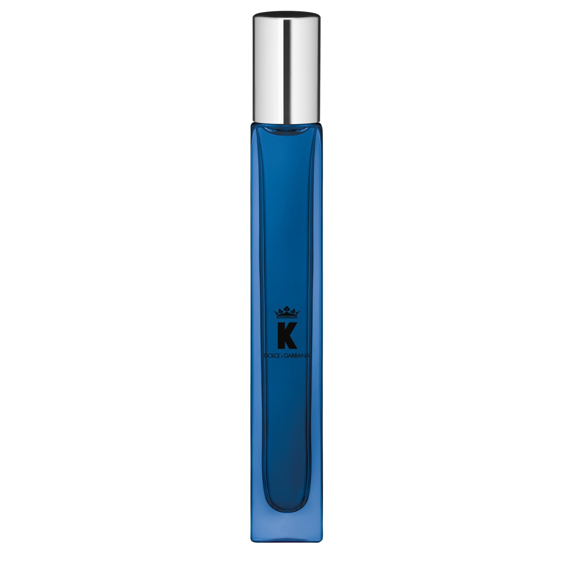 Dolce&Gabbana K EDP travel spray bottle front view, ideal for on-the-go confidence.