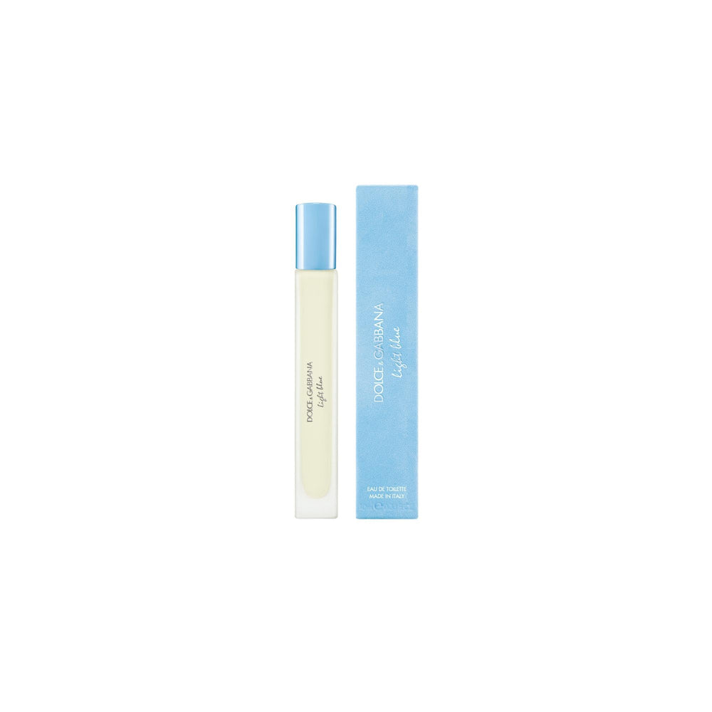 Dolce & Gabbana Light Blue travel spray cap close-up, easy portability.