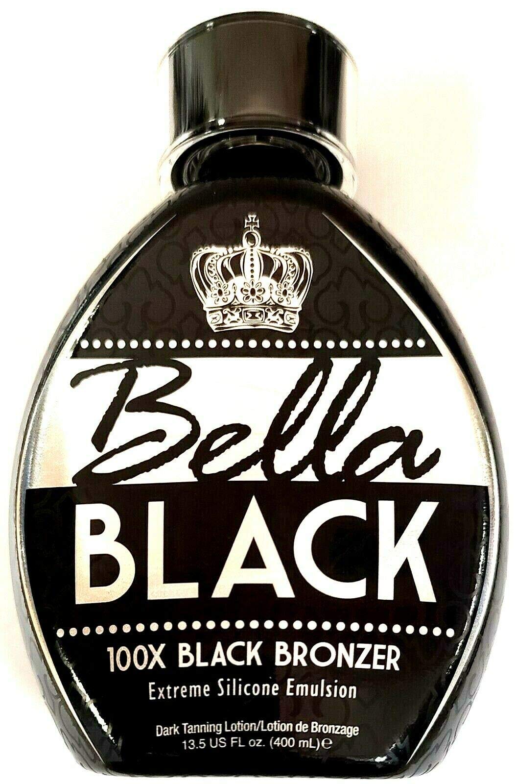 Dolce Vita Bella Black 100X botella bronceadora para camas, brillo rápido y uniforme.