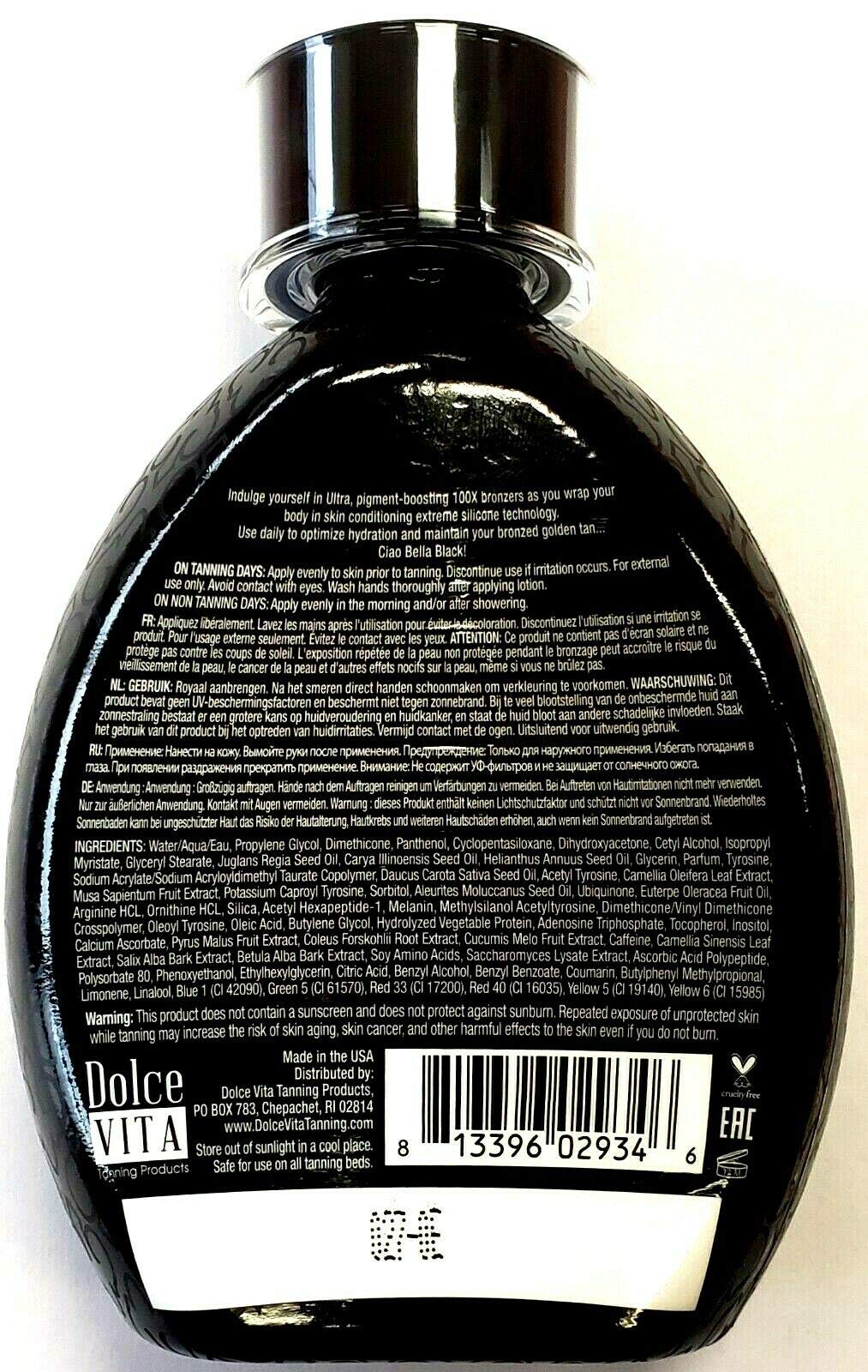 Dolce Vita Bella Black 100X crema ligera para aplicación suave en piel.
