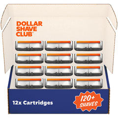 Dollar Shave Club 6-blade razor refills in a 12-pack offering a close shave.