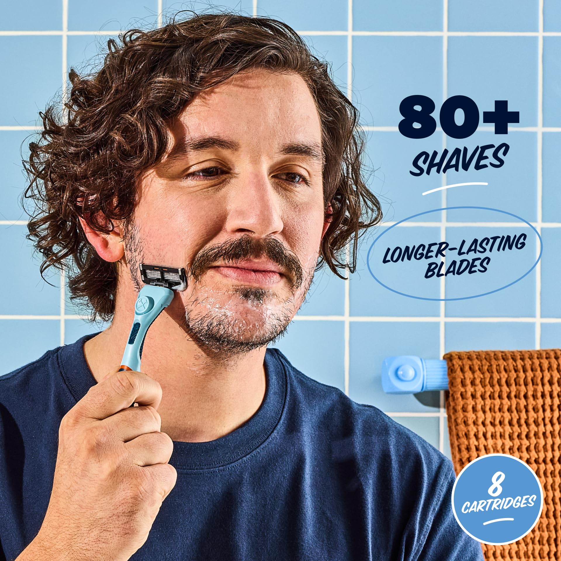 Dollar Shave Club lubricant strip close-up for smoother glide during shaving