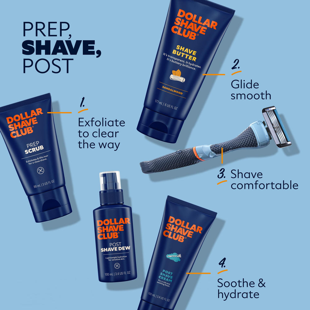 Dollar Shave Club closeup shows gentle formula suitable for sensitive skin.
