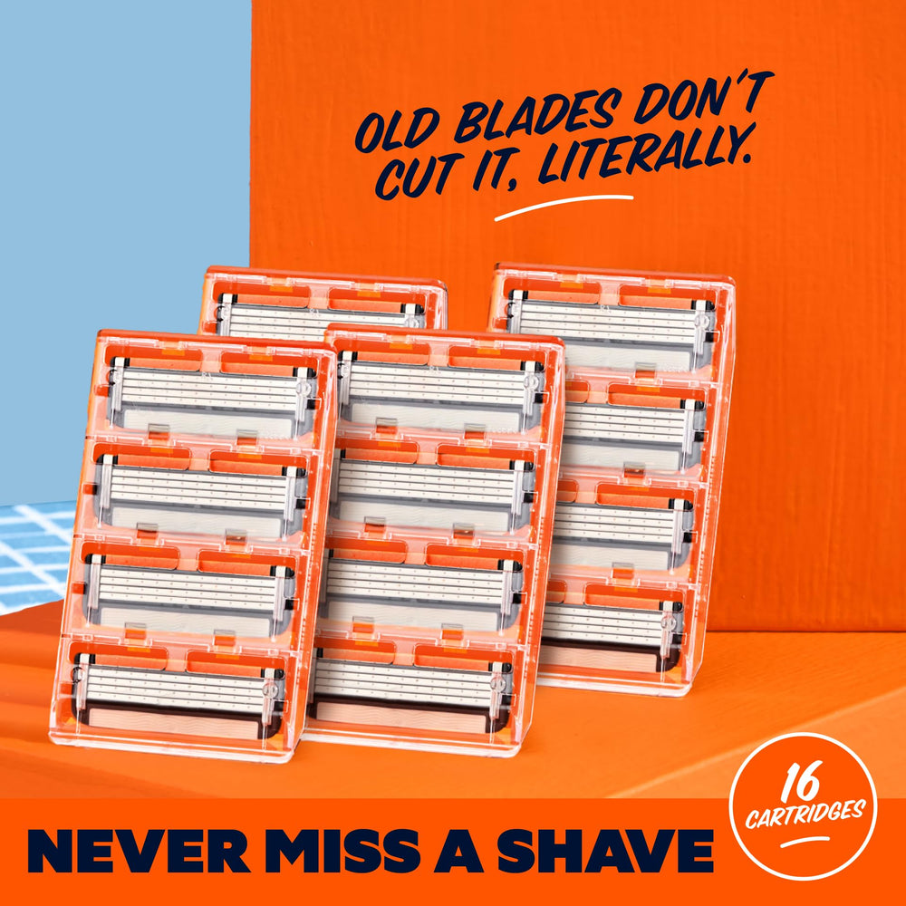 Four blades provide a comfortable shave for face and body areas.
