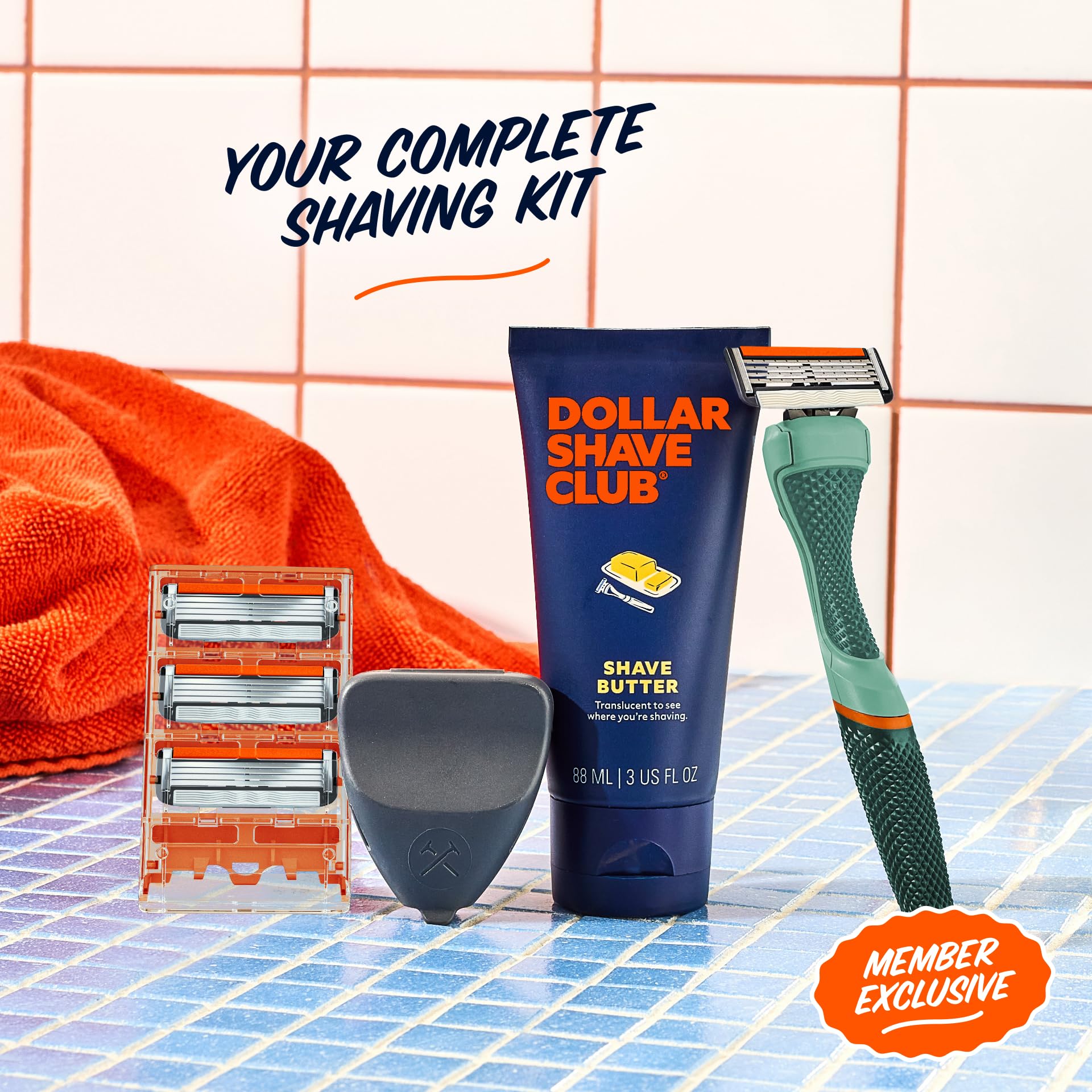 Dollar Shave Club green-handle with non-slip grip for confident, controlled shaves.