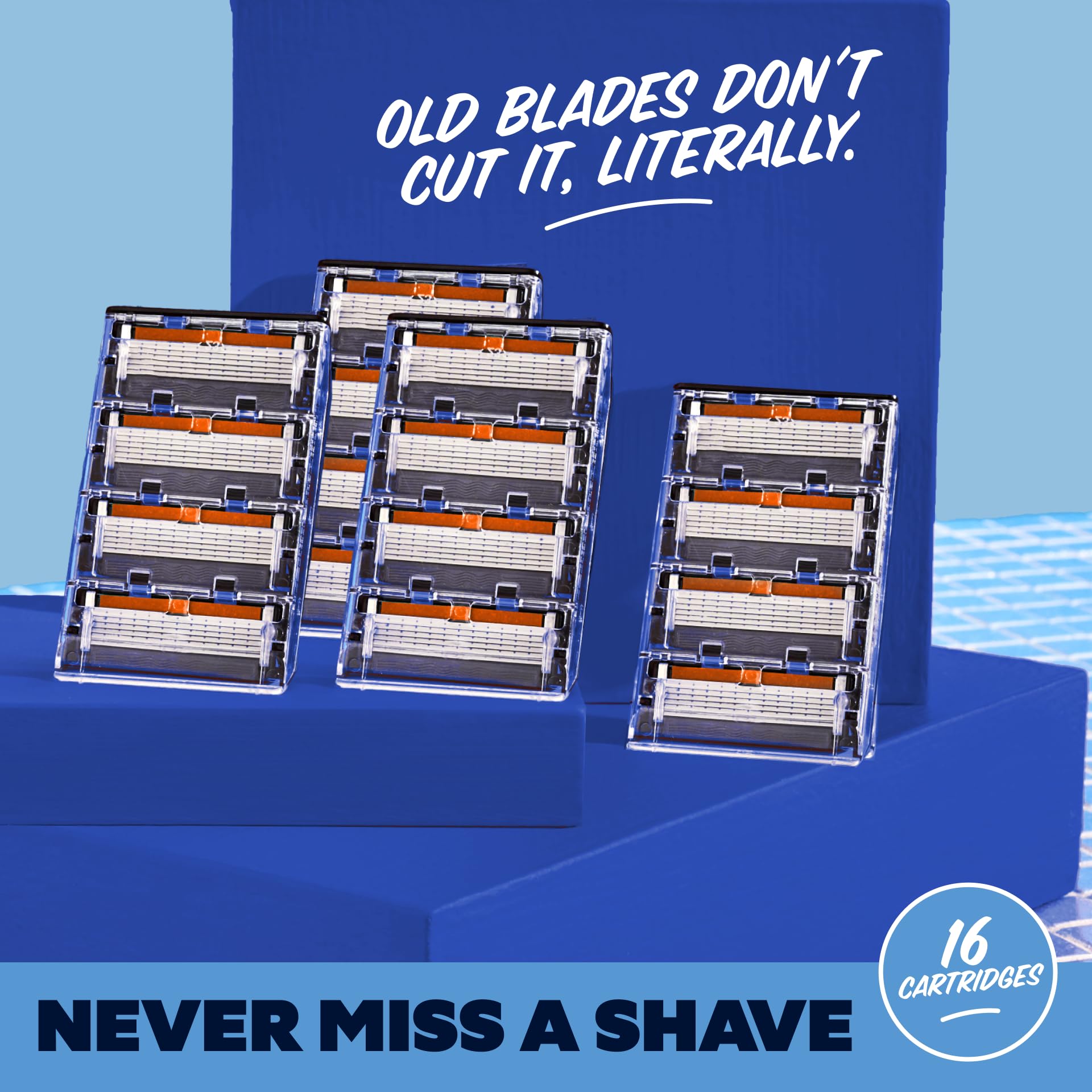 Dollar Shave Club 16-pack refill box demonstrates value and convenient restock.