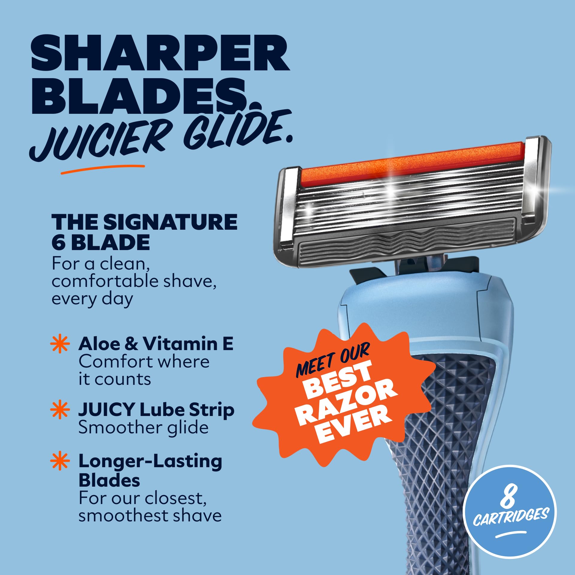 Dollar Shave Club lubricant strip close-up for smooth glide