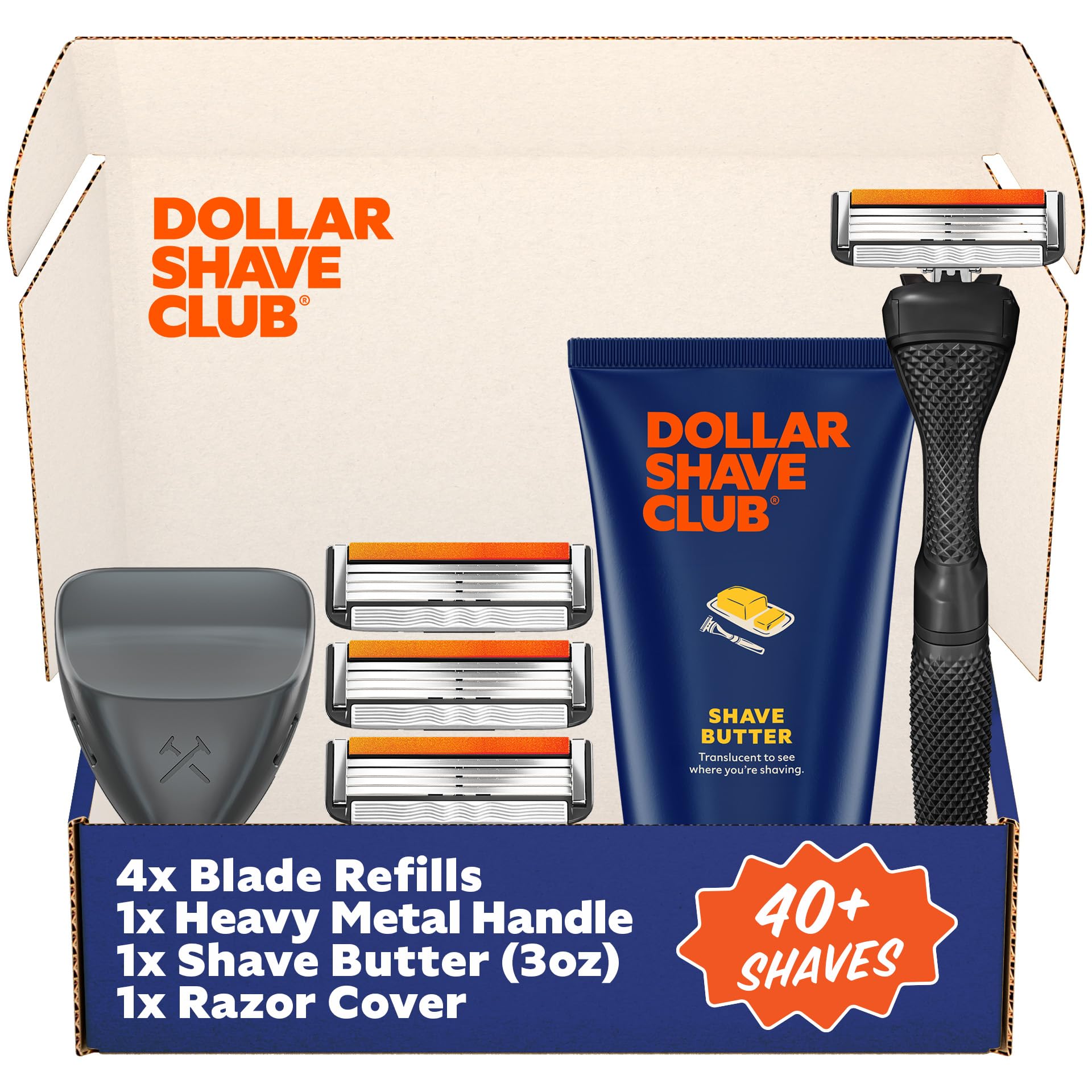 Dollar Shave Club blade refills for easy rinsing and smooth glide.